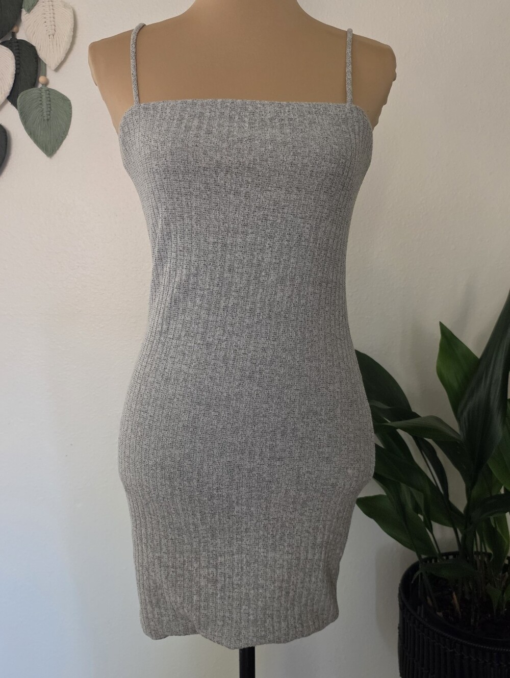 Windsor Gray Spaghetti Strap Sweater Dress